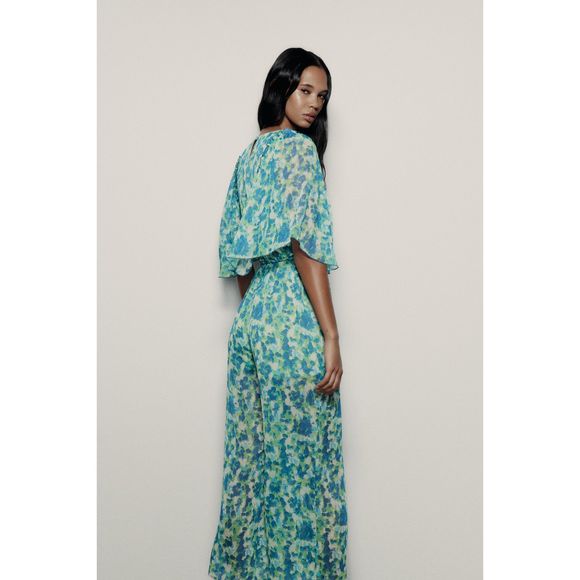 ZARA FLUID PRINTED LONG JUMPSUIT - Picture 3 of 8